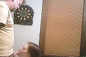 Sexy all natural black haired playgirl stood on knees to engulf a yummy wang