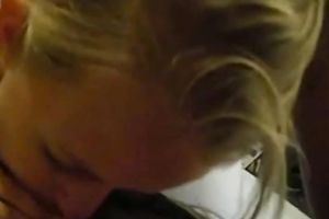 Beautiful white youthful sweetheart gives head to smack cum