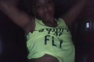 Sassy dark wife playing with her titties in dilettante POV movie