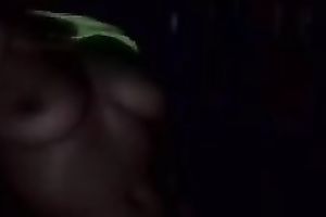 Sassy dark wife playing with her titties in dilettante POV movie