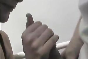 Slutty office honey gives head to my coworker in crapper