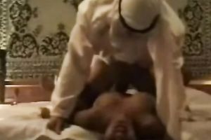 Passionate black skin girlfriend riding on a large 10-Pounder of her Arab boyfriend