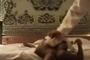 Passionate black skin girlfriend riding on a large 10-Pounder of her Arab boyfriend