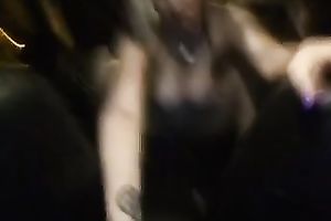 Lusty pallid big breasted housewife in brassiere was masturbating in weird way