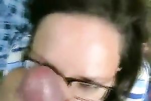 Nerdy brunette MILFie wife was so avid during orall-service sex outdoors