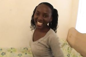 Amazing playful ebony college white wife flashes her goodies