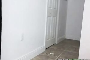 Cute auburn girlie brags of her smooth arse in belts and gives BJ