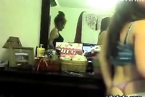 Softcore lesbo show on cam by 2 cute amateur teenies