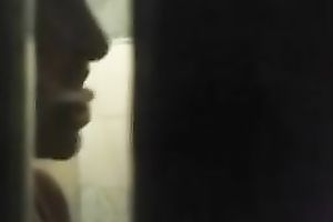 Spy livecam clip of quite skinny brunette taking a shower and drying herself