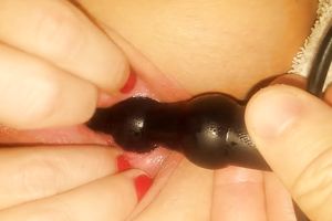 Closeup steamy sex tape of my own bootyful wifey teasing her fur pie with toy