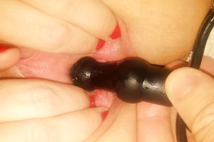 Closeup steamy sex tape of my own bootyful wifey teasing her fur pie with toy