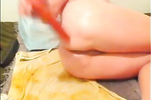 Amateur hot chick with flossy rounded gazoo was fucking with her marital-device