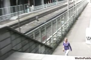 Busty Russian honey in yoga pants has pissing fetish