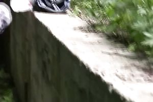 Busty Russian honey in yoga pants has pissing fetish