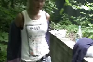 Busty Russian honey in yoga pants has pissing fetish