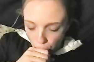 Super cute golden-haired student white women takes my load on her face