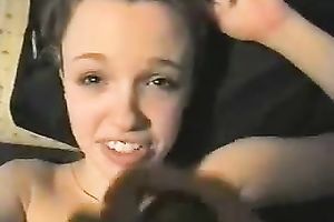 Super cute golden-haired student white women takes my load on her face