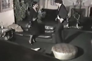 Two sexy European classic brunettes sharing one knob