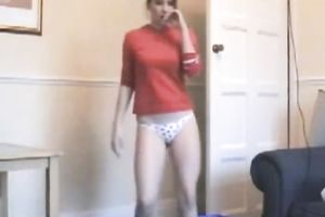 Cute pale skin brunette college girl shows off her ass