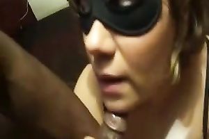 Busty mother I'd like to fuck engulfing giant dark dick deepthroat in non-professional clip