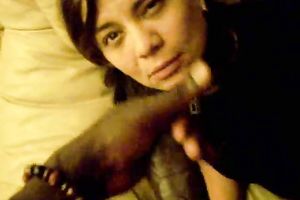 Amateur dark brown latin babe loving my BBC and a load of cum