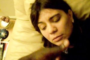 Amateur dark brown latin babe loving my BBC and a load of cum