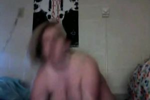 Chubby hot blonde haired nympho was playing with her large udders