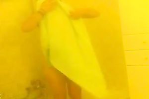 My brunette hair GF allows me to film her taking a shower