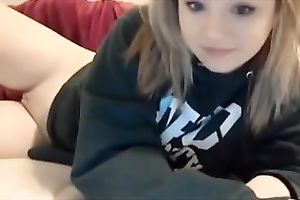 Blonde college skank strips totally on cam