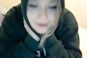 Blonde college skank strips totally on cam