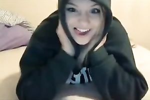 Blonde college skank strips totally on cam