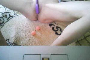 mother I'd like to fuck skank toys her love tunnel with vaginal balls and large marital-device - webcam