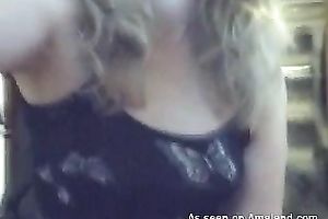 Cute and dilettante girlfriend masturbates on the web camera