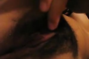 Damn hot and super emotional dark brown of my ally masturbated fur pie