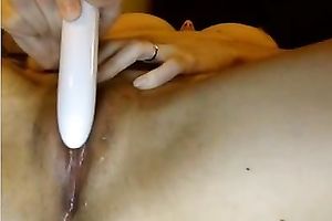 Torrid non-professional slutty wife masturbated on webcam right next to her hubby