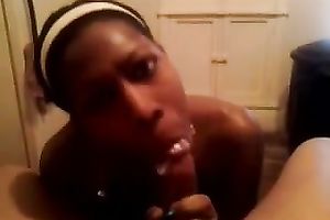 Black penis loving slut gives me head untill I cum on her lips