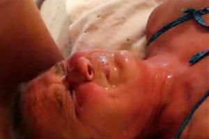 Blasting my load all over my wife's grandma's face