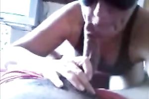 Blindfolded milf amateur wife gobbles my wang on POV sex tape
