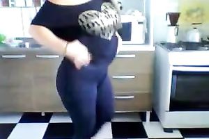 Pretty light haired girlie works on livecam and flashes her large boobies
