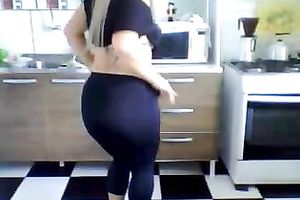 Pretty light haired girlie works on livecam and flashes her large boobies