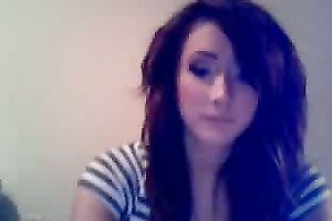 Cute dark brown black cock sluts with flat milk cans rubs her bawdy cleft on livecam