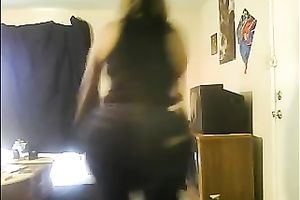 Big chunky arse junk in the constricted jeans on web camera clip