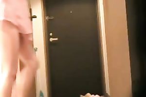 My Japanese white bitch shows her undressed body to delivery stud