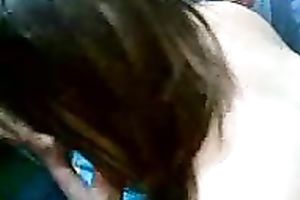 Amateur usual brunette hair with large bum is screwed and gave oral-stimulation