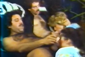 Two bushy chaps with large rods feeding 2 sweethearts on webcam