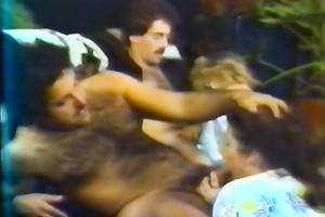 Two bushy chaps with large rods feeding 2 sweethearts on webcam