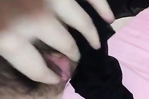 Filthy Korean ally fondling curly cum-hole sensually