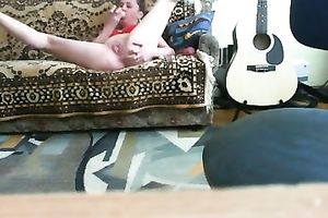 Mature white European white bitch masturbates on self made movie