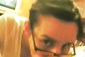 Nerdy black haired hot naturally hawt GF of my buddy sucked his shlong