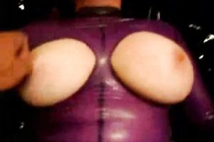Wicked husband dresses up his soaked breasty milf slutwife in latex